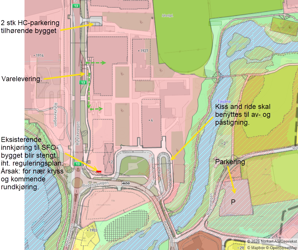 kart over område og parkering - Klikk for stort bilde