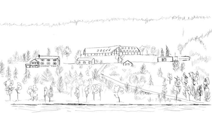 Tegning av innfallsporten til Preikestolen - Klikk for stort bilde