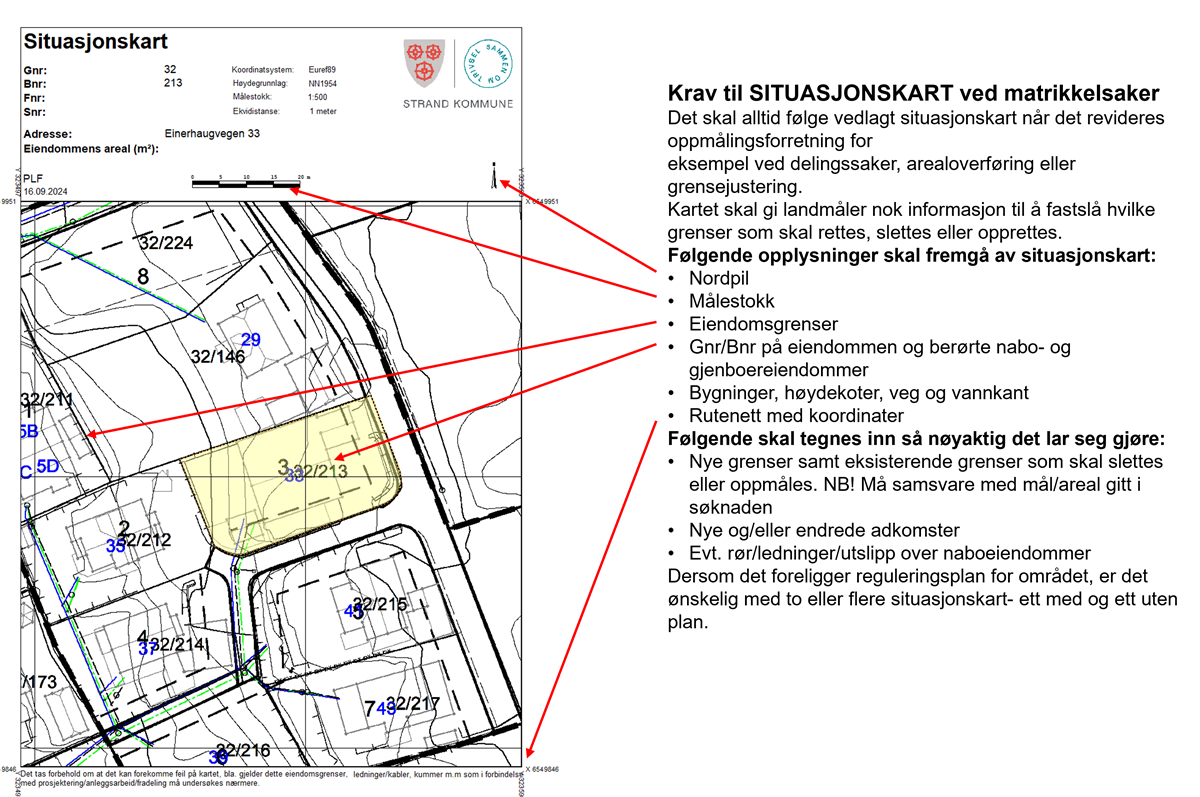 Forklaring hva som må være i ett situasjonskart - Klikk for stort bilde